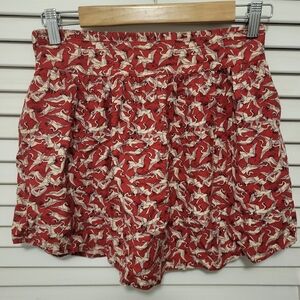 Urban Outfitters Kimchi Blue Women's Skirt Small Red With Cranes  EUC